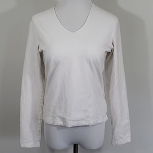 Eddie Bauer White Long Sleeved v-neck